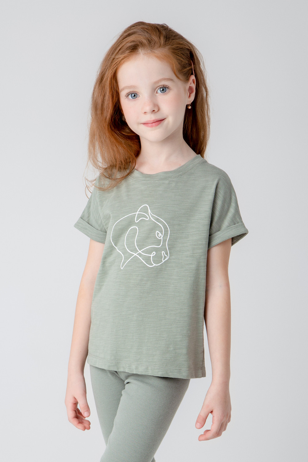 Футболка для девочки, артикул: КР 302002, цвет: зеленый