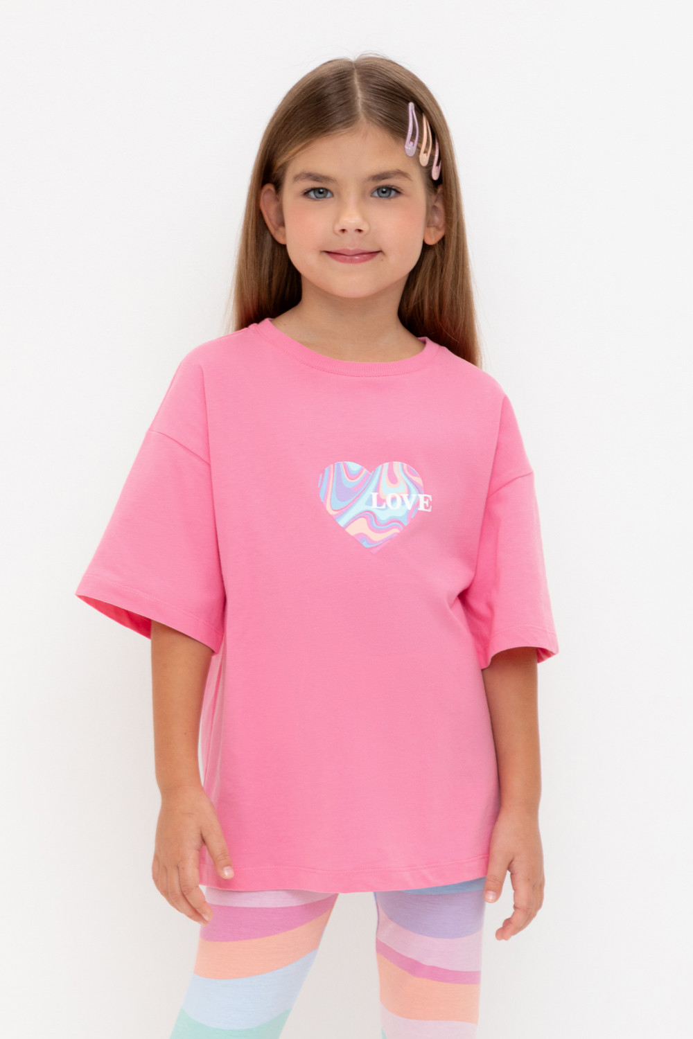 Футболка для девочки, артикул: КР 302683, цвет: ярко-розовый