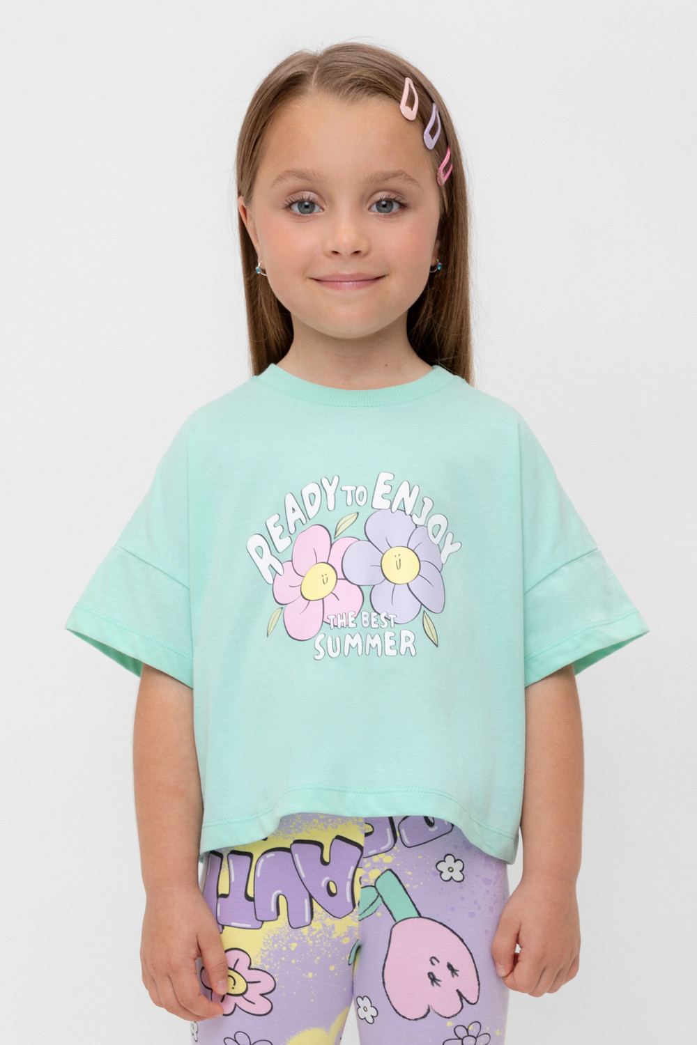 Футболка для девочки, артикул: КР 302696, цвет: зеленый