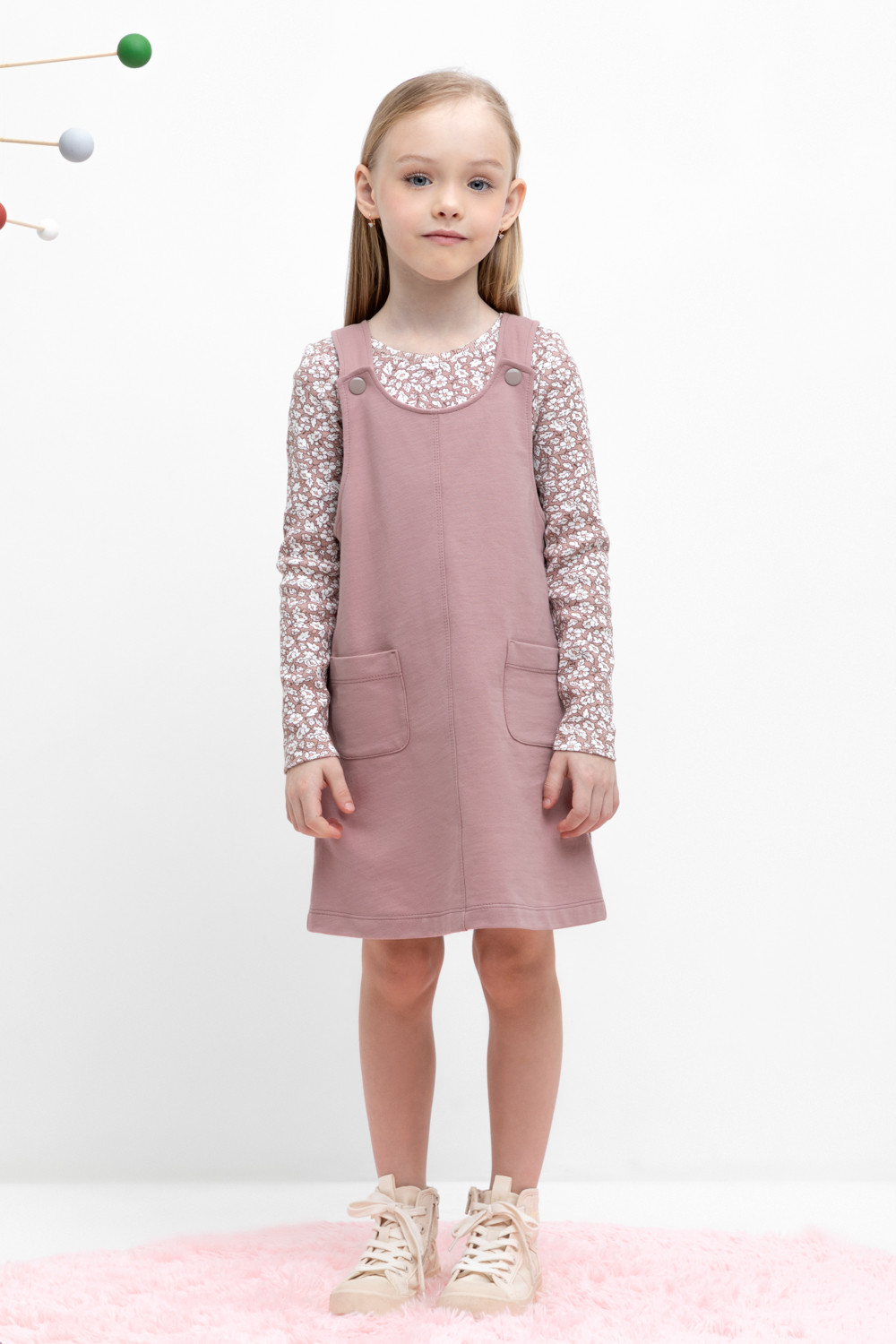 Сарафан для девочки, артикул: КР 5772, цвет: розовый