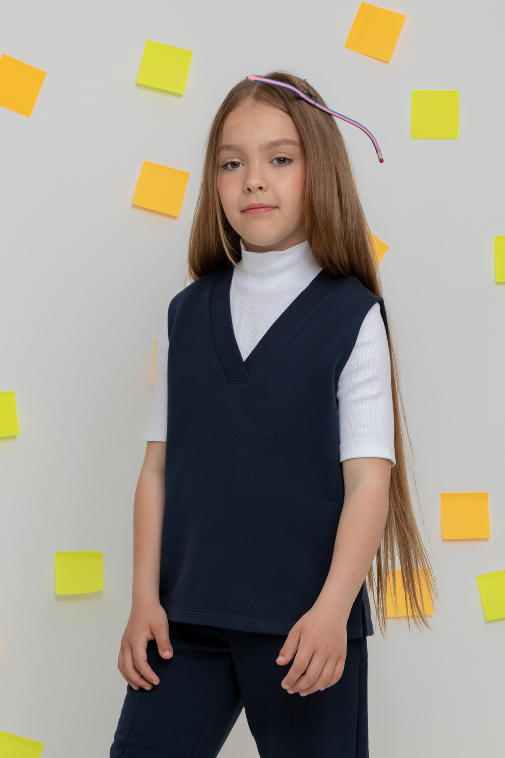 Жилеты для девочки, артикул: К 302150, цвет: синий