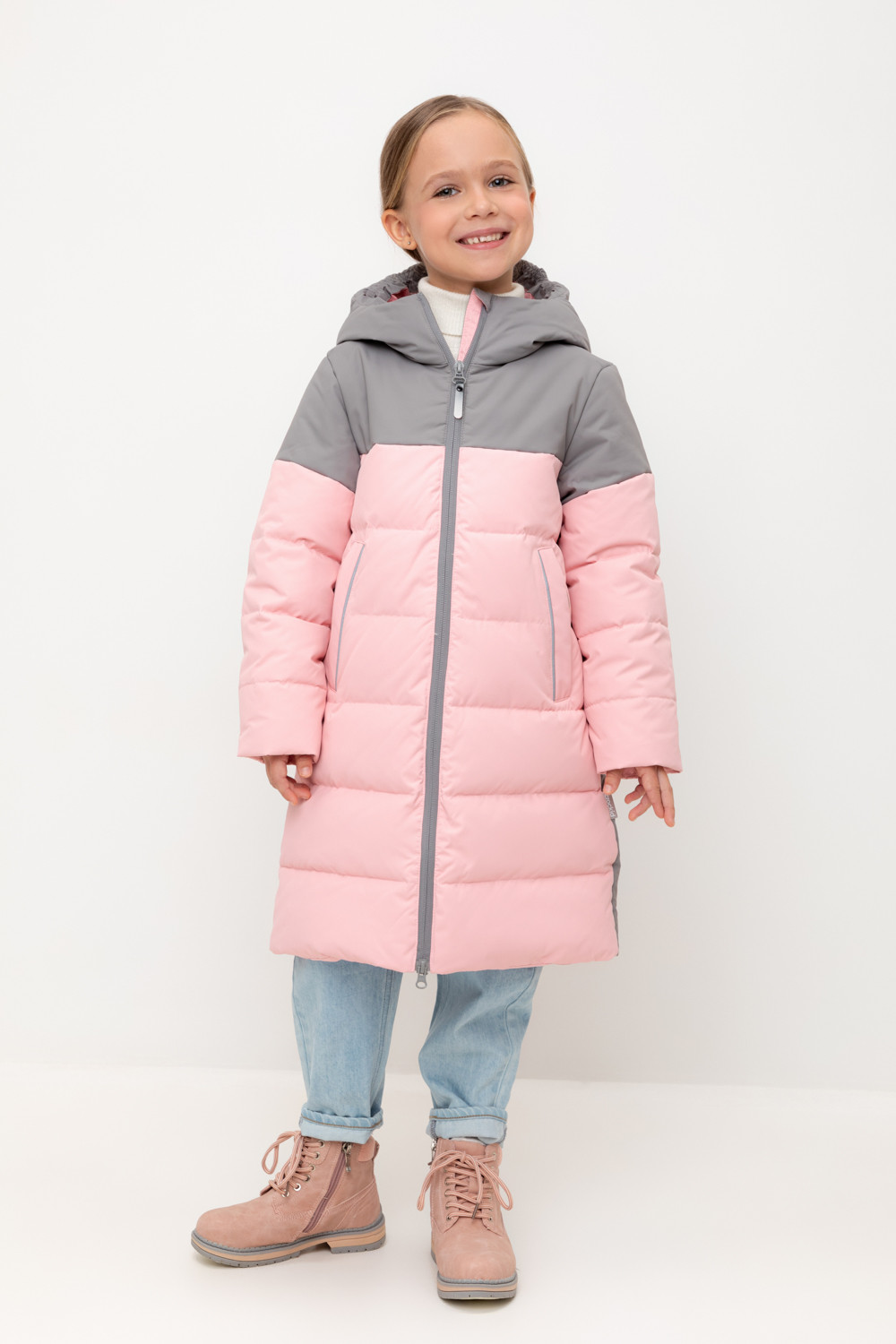 Пальто для девочки, артикул: ВК 34061/1 УЗГ, цвет: ярко-розовый