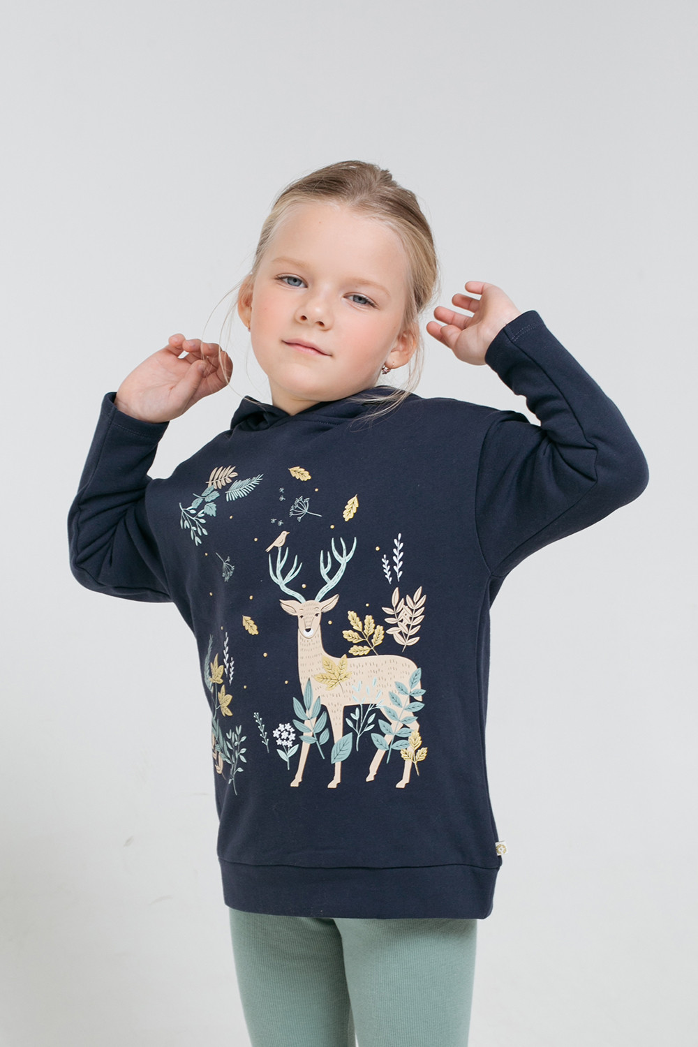 Толстовка для девочки, артикул: КР 301512, цвет: темно-синий