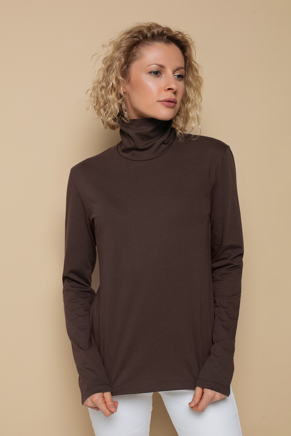 Водолазки женские для мам, артикул: ЕВТ 3026/21, цвет: коричневый
