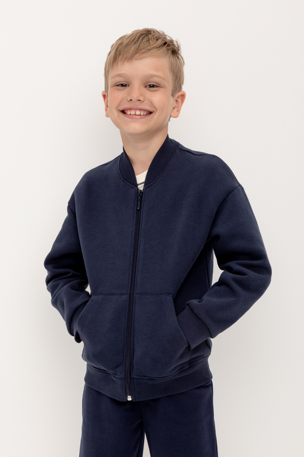 Жакет для мальчика, артикул: КР 302163, цвет: темно-синий