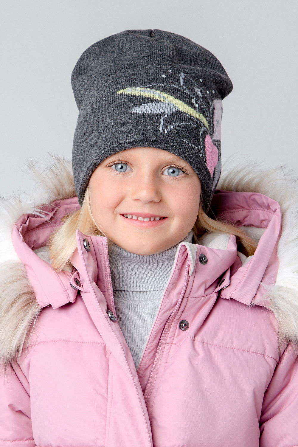 Шапка для девочки, артикул: КВ 20224/ш, цвет: серый