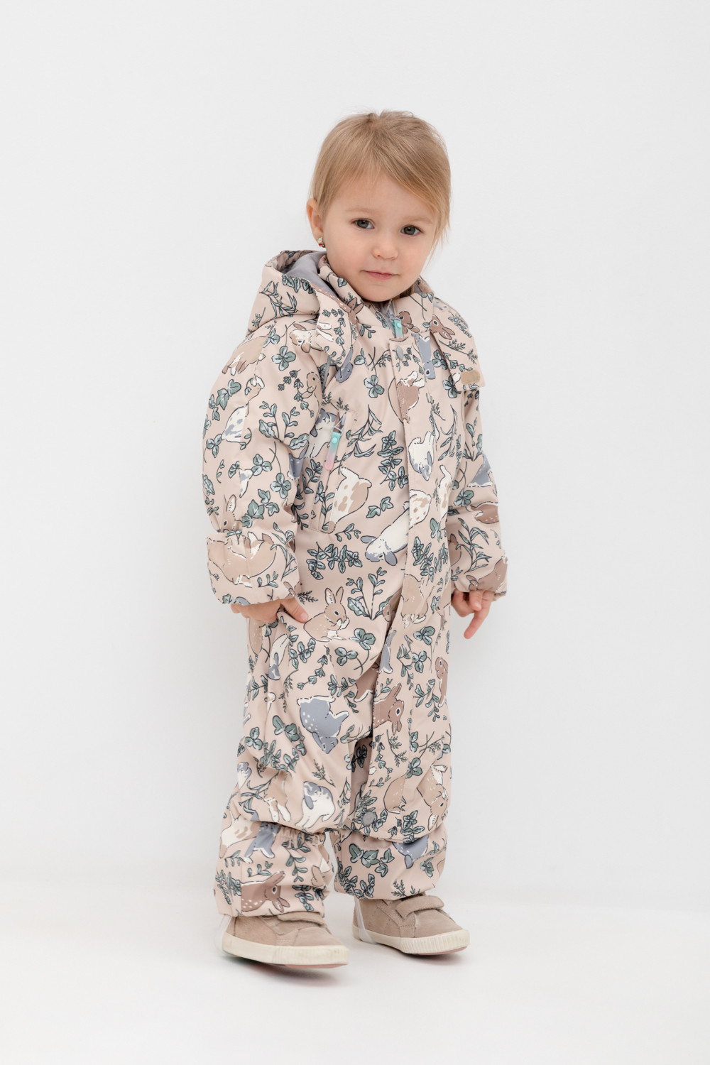 Комбинезоны утепленные для девочки, артикул: ВК 60085/н/24 УЗГ, цвет: бежевый