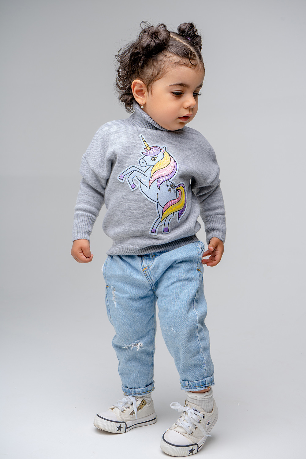 Джемпер для девочки, артикул: КВ 30119/ш, цвет: серый