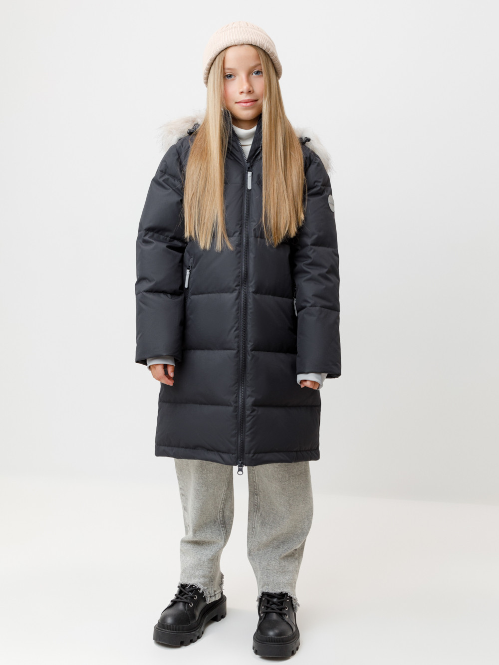 Пальто для девочки, артикул: ВК 34069/4 УЗГ, цвет: черный