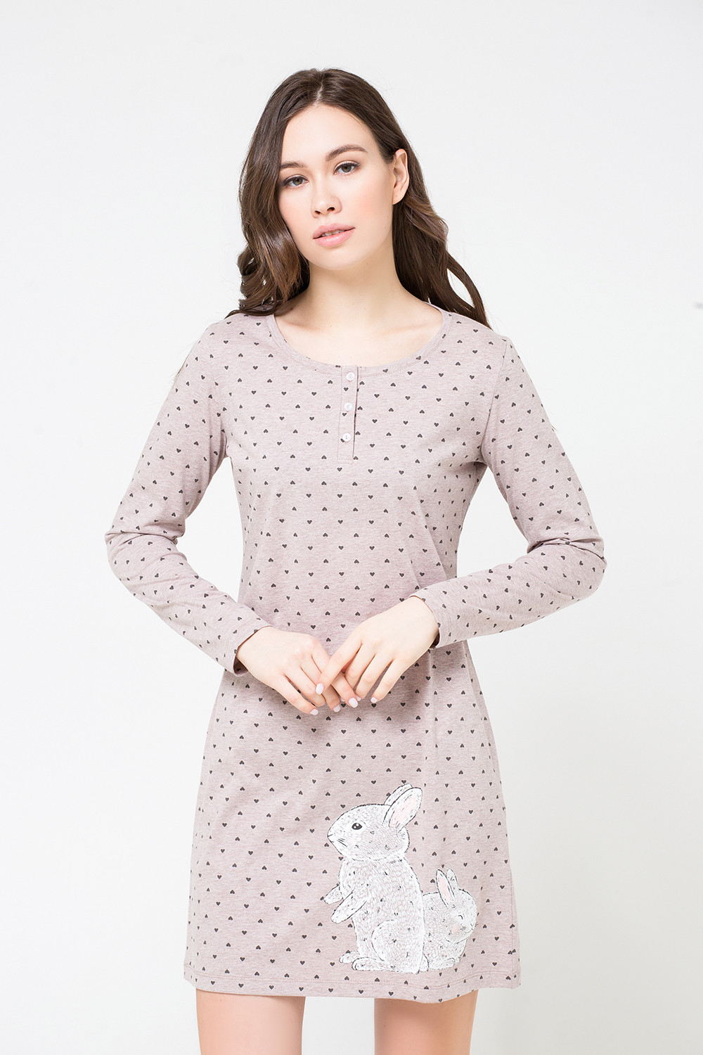 Платья для дома для мам, артикул: Е 5179, цвет: кофейный, фото 2