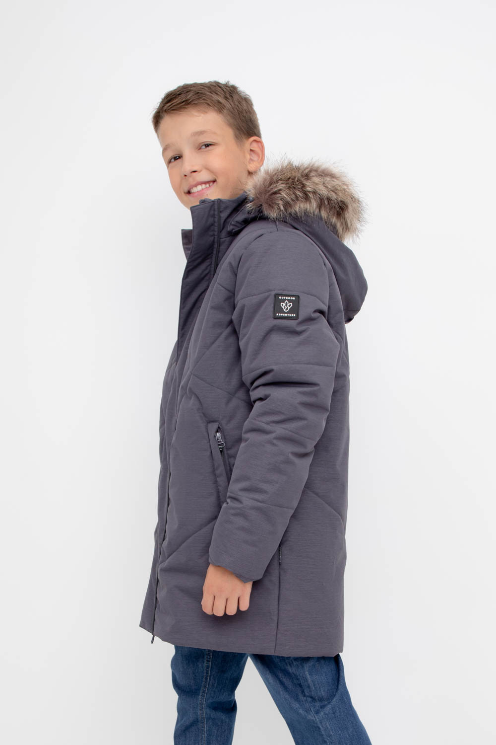 Пальто, плащи для мальчика, артикул: ВК 36098/2 ГР, цвет: темно-серый, фото 3