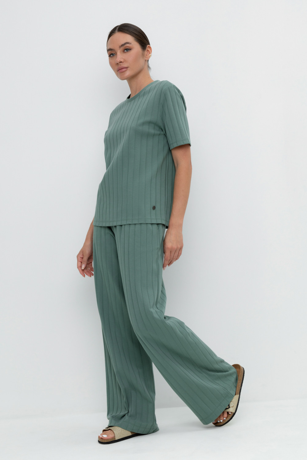 Брюки женские для мам, артикул: ЕВТ 4110, цвет: зеленый, фото 3