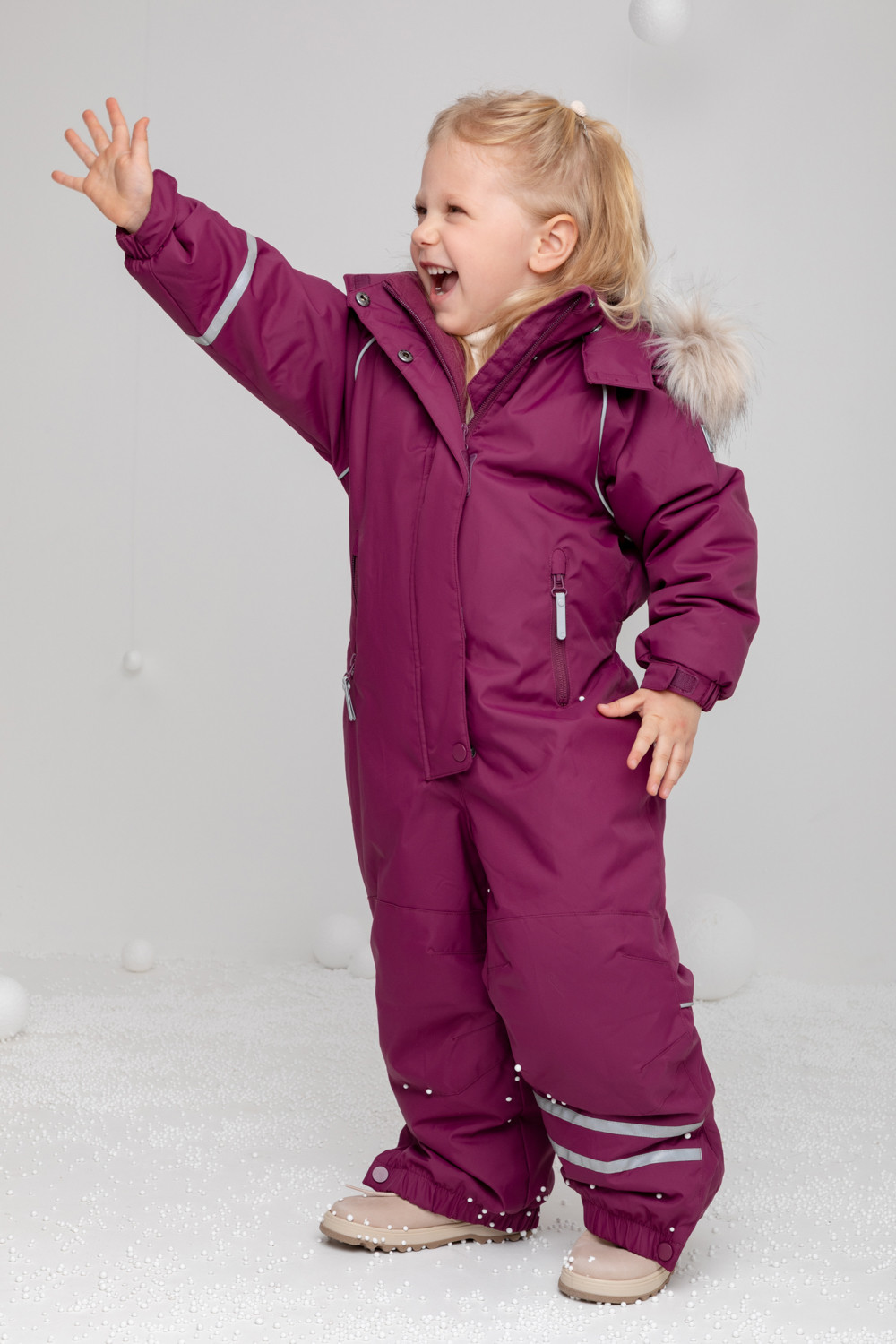 Комбинезоны утепленные для девочки, артикул: ВК 60102/2 ГР (122-158), цвет: фиолетовый, фото 3