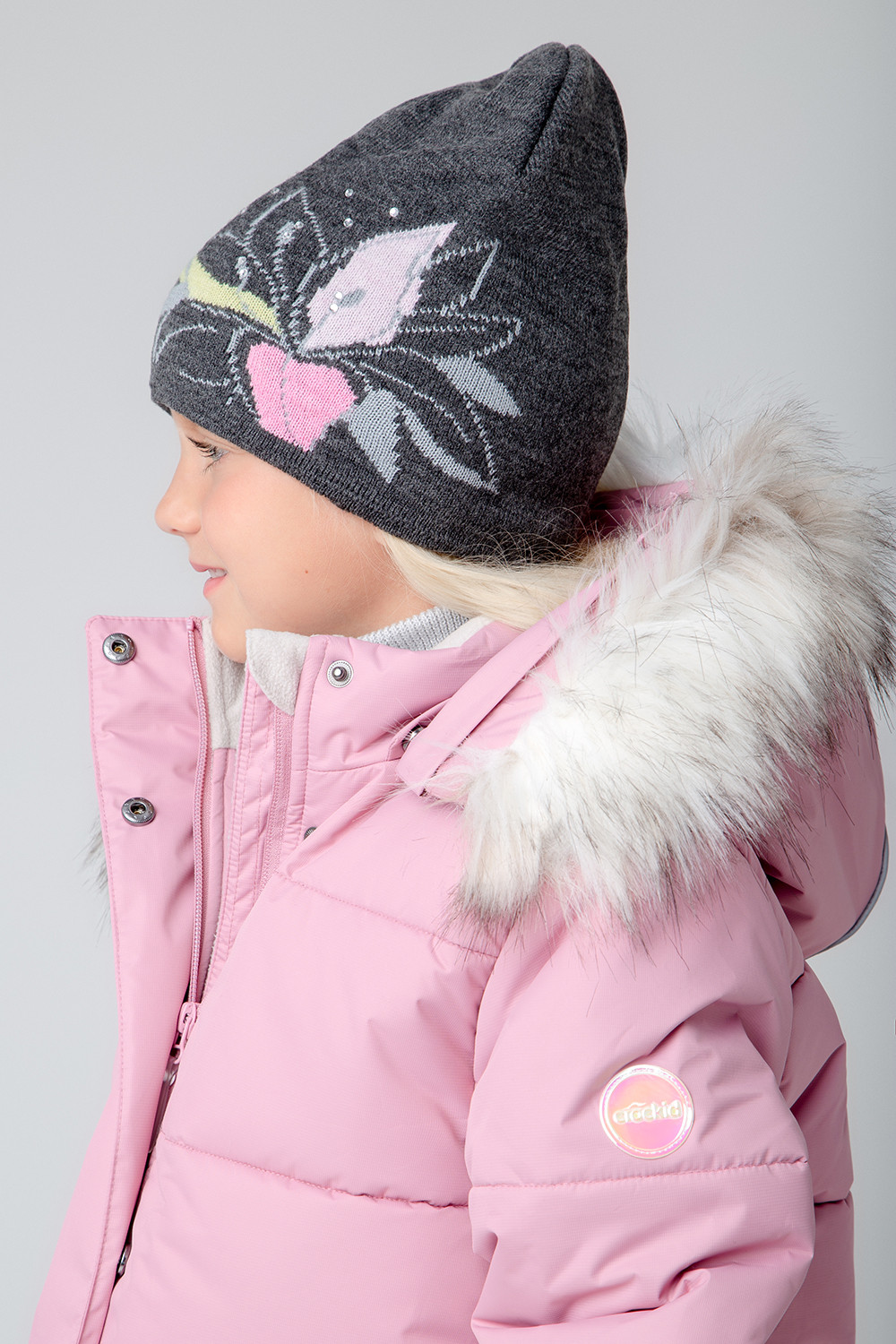 Шапка для девочки, артикул: КВ 20224/ш, цвет: серый, фото 3