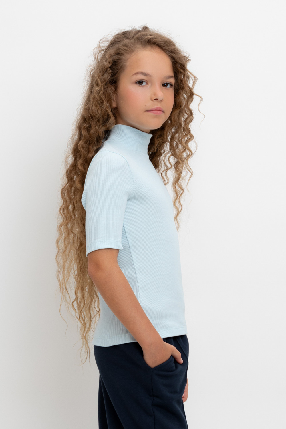 Водолазки для девочки, артикул: К 302151, цвет: светло-голубой, фото 3