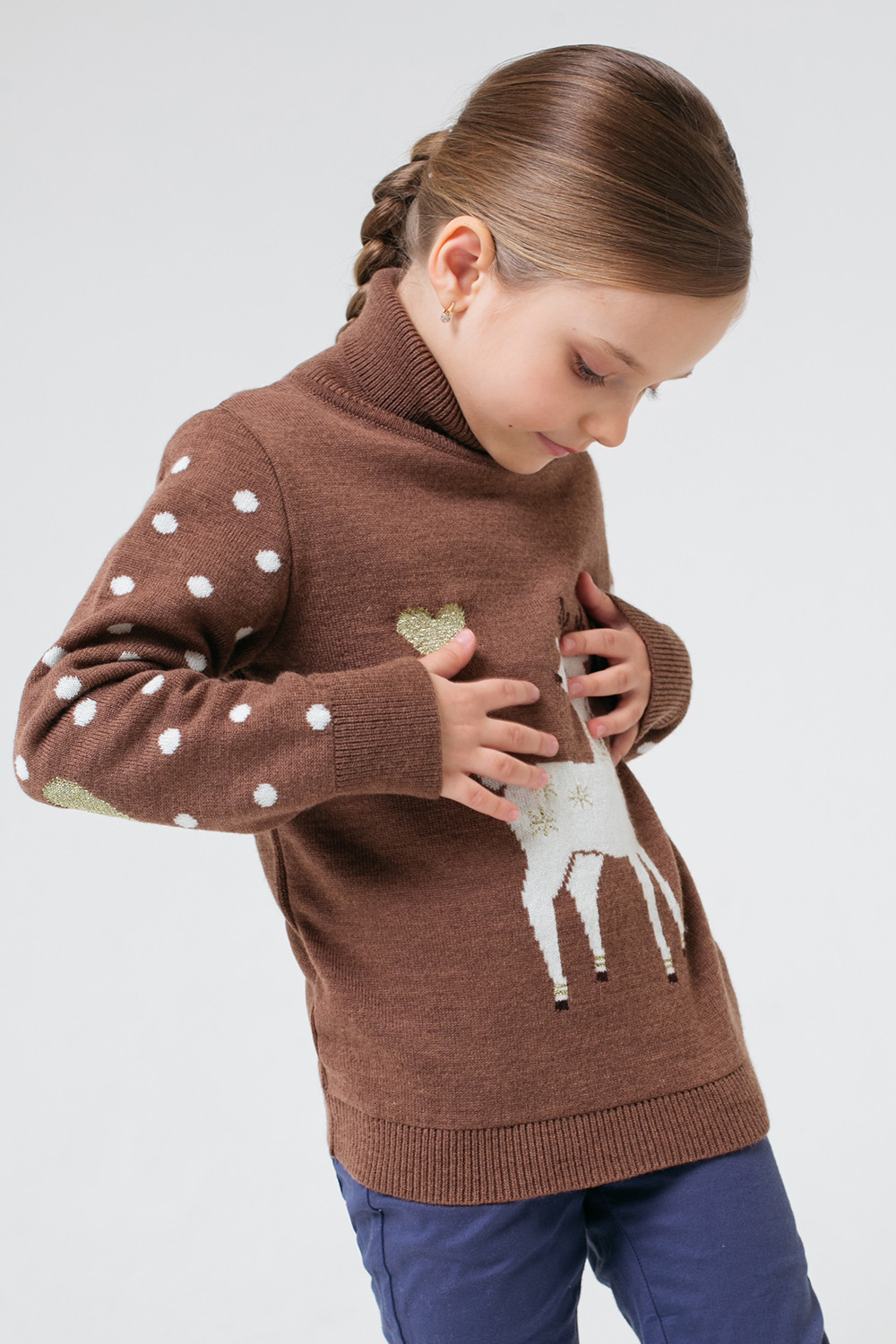 Джемпер для девочки, артикул: КВ 30097/ш, цвет: бежевый, фото 3