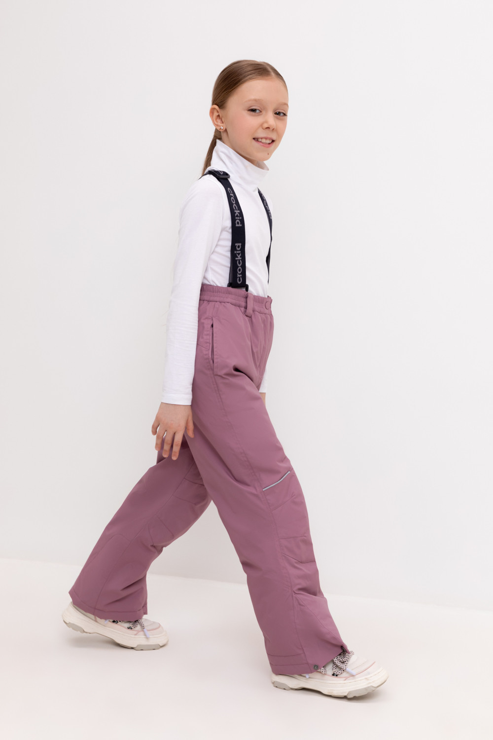 Брюки утепленные для девочки, артикул: ВК 40008/24/6 ГР, цвет: фиолетовый, фото 3