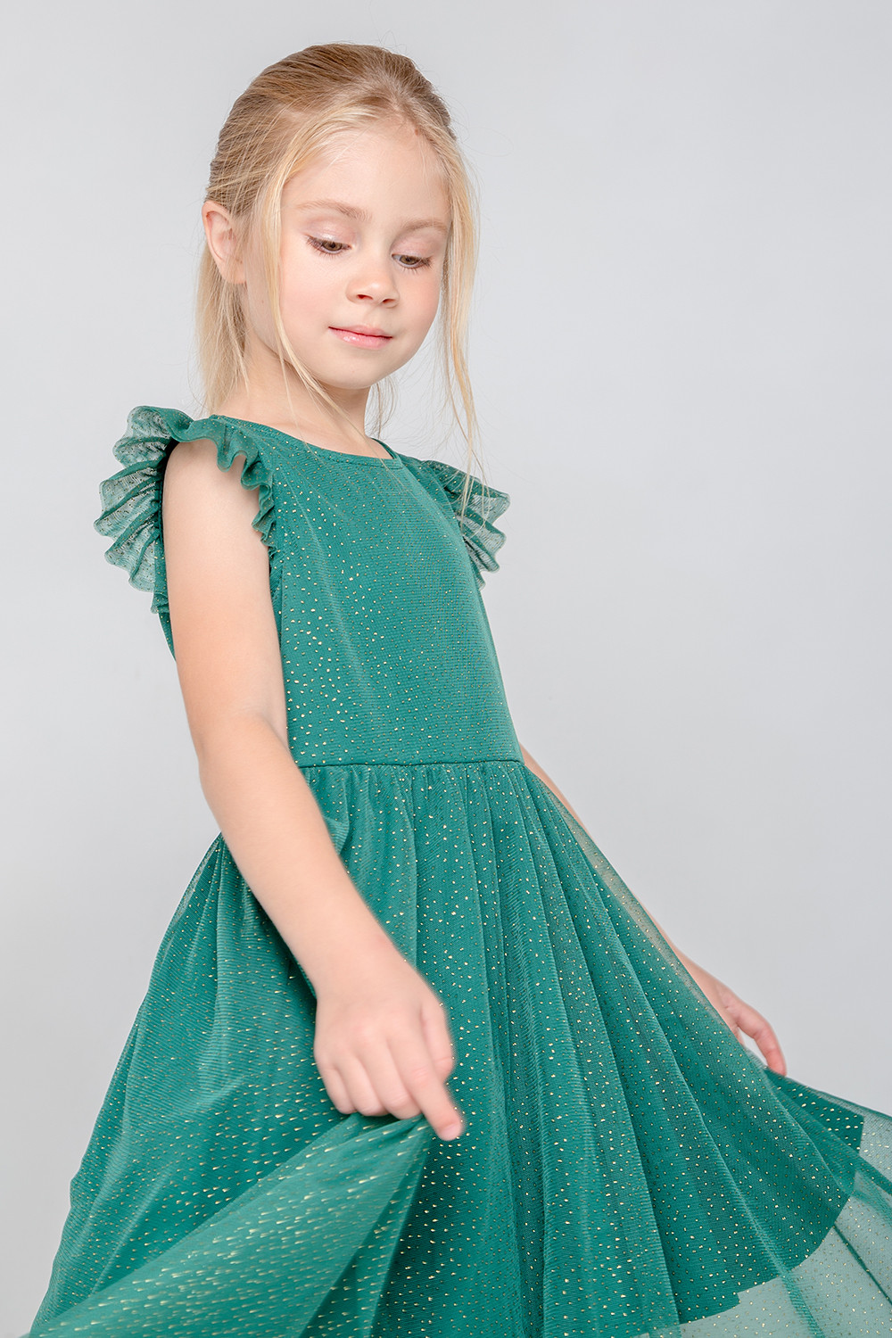 Платье для девочки, артикул: К 5528/3, цвет: зеленый, фото 4
