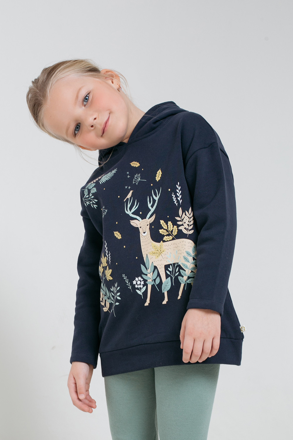 Толстовка для девочки, артикул: КР 301512, цвет: темно-синий, фото 4