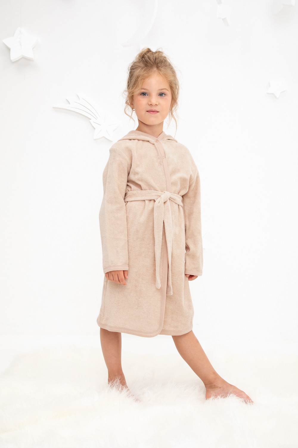 Халат для девочки, артикул: К 5765, цвет: бежевый, фото 4