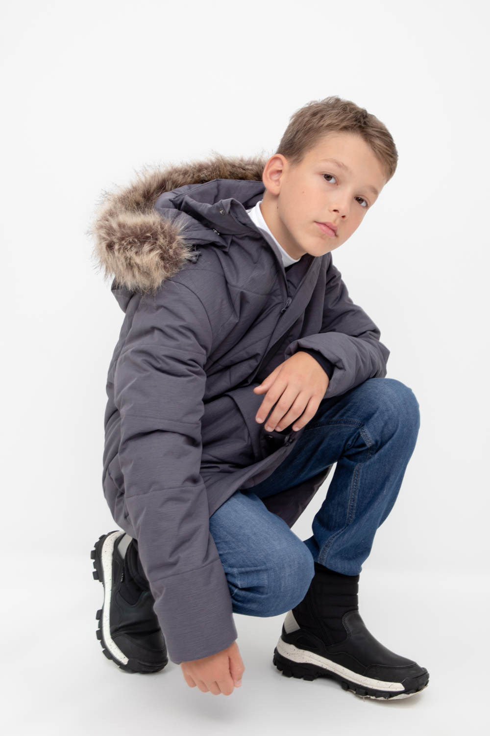 Пальто, плащи для мальчика, артикул: ВК 36098/2 ГР, цвет: темно-серый, фото 5