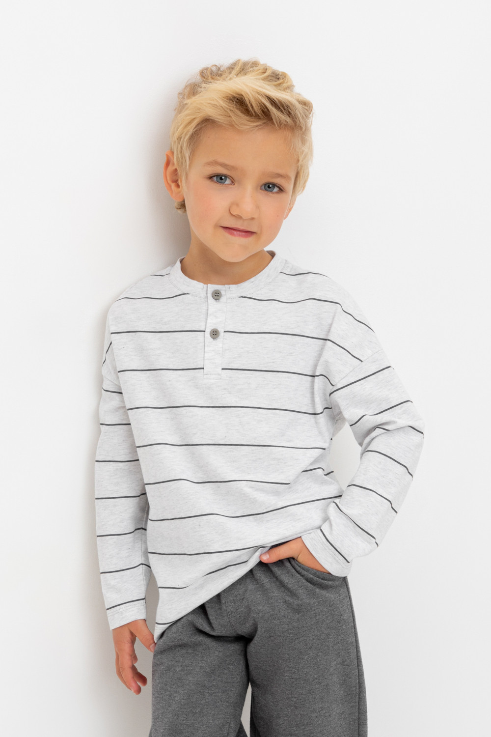 Лонгсливы для мальчика, артикул: КР 302631, цвет: светло-серый5, фото 5