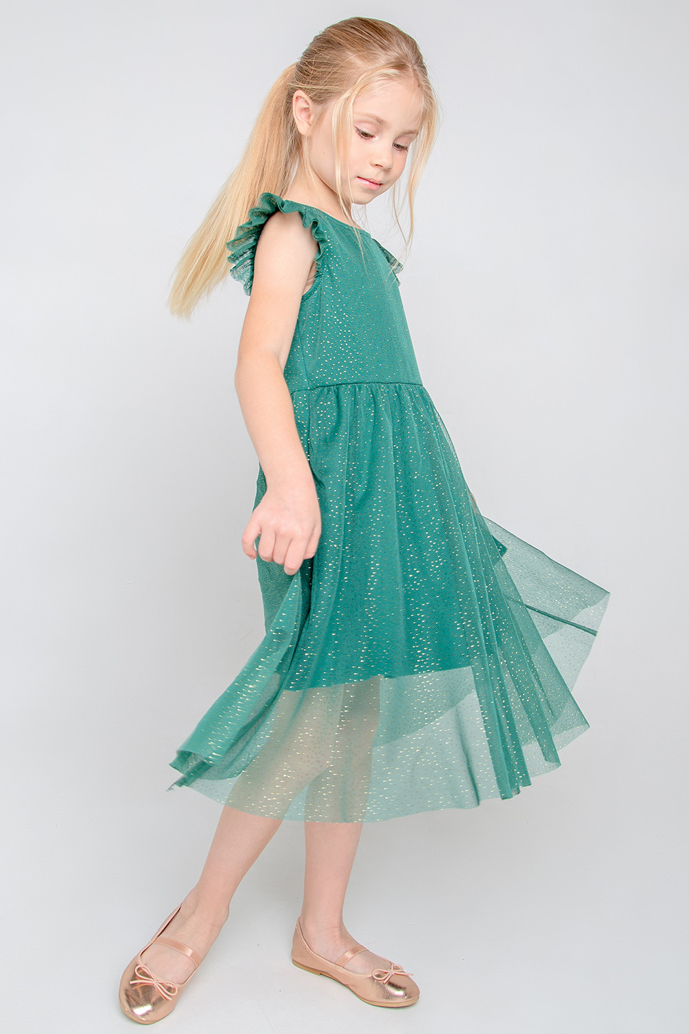 Платье для девочки, артикул: К 5528/3, цвет: зеленый, фото 5