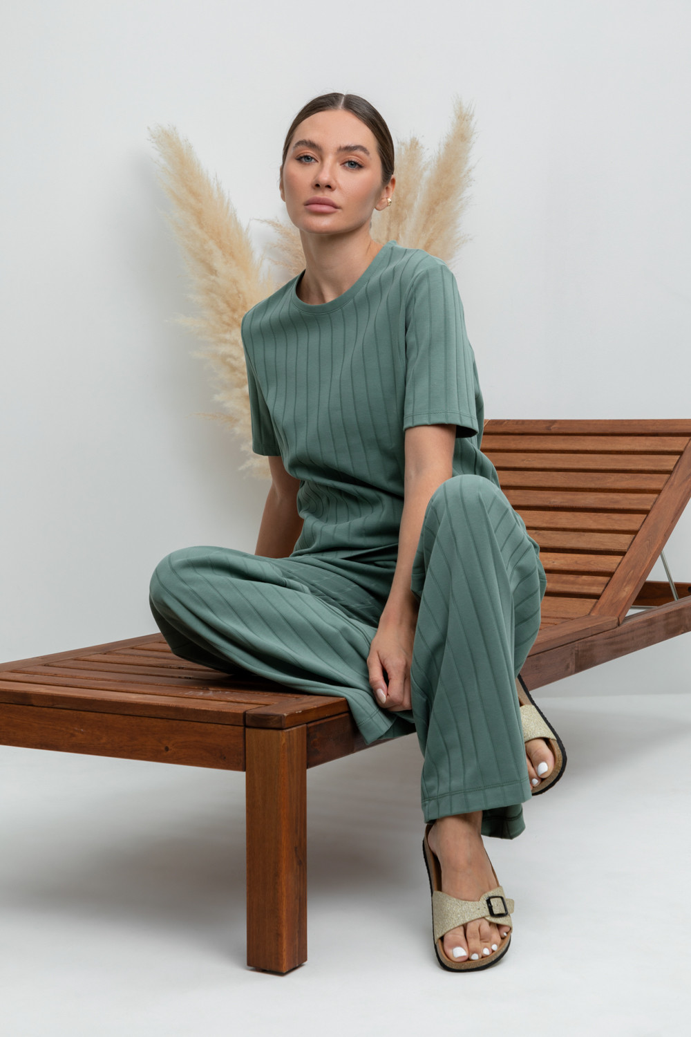 Брюки женские для мам, артикул: ЕВТ 4110, цвет: зеленый, фото 5