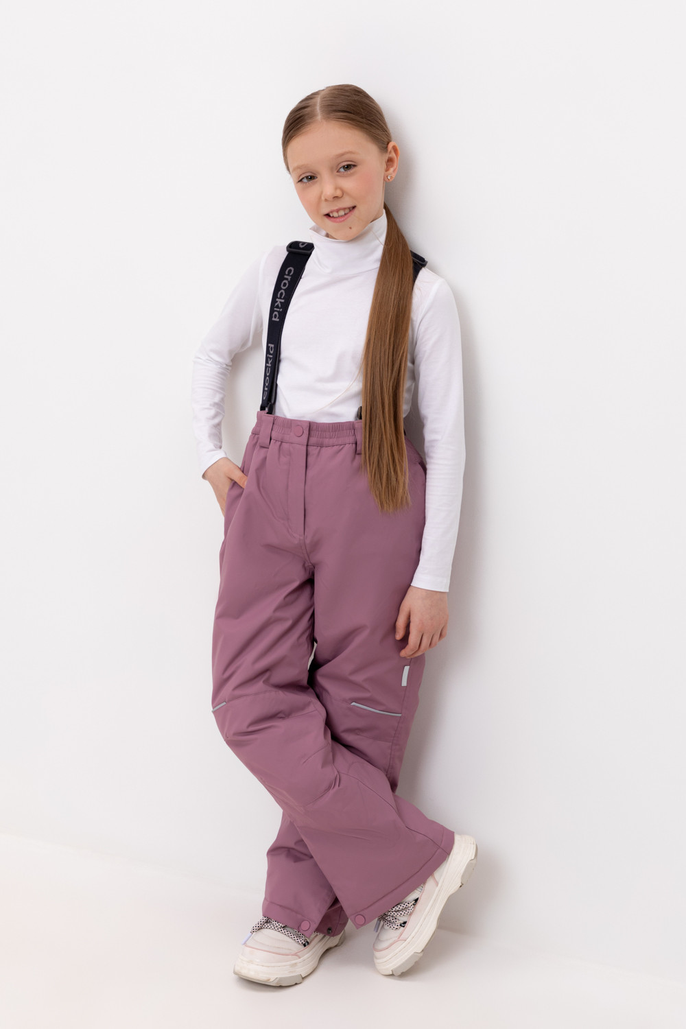 Брюки утепленные для девочки, артикул: ВК 40008/24/6 ГР, цвет: фиолетовый, фото 5