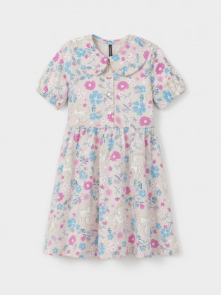 Платье для девочки, артикул: КР 5971, цвет: светло-бежевый