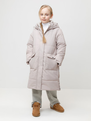 Пальто для девочки, артикул: ВК 38128/2 УЗГ, цвет: серый