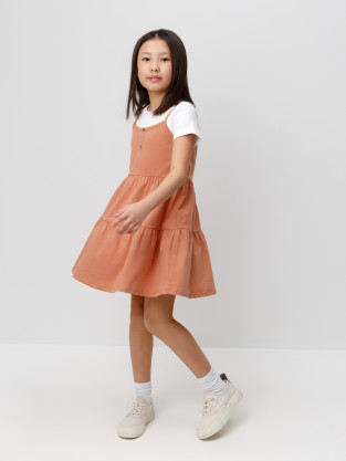 Сарафан для девочки, артикул: КР 5799, цвет: коричневый