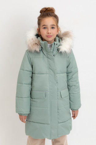 Пальто для девочки, артикул: ВК 38094/8 УЗГ, цвет: зеленый