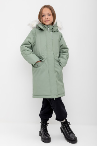 Пальто для девочки, артикул: ВК 38107/2 ГР, цвет: зеленый