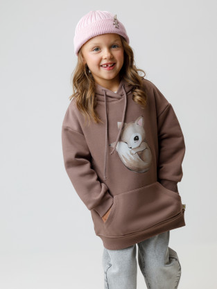 Худи для девочки, артикул: КР 302165, цвет: кофейный