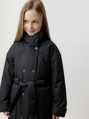 Пальто для девочки, артикул: ВК 32192/1 ГР, цвет: черный