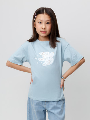 Футболка для девочки, артикул: КР 301987-1, цвет: голубой