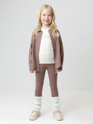 Лосины для девочки, артикул: КР 4074, цвет: коричневый