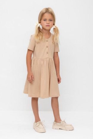 Платье для девочки, артикул: КР 5876-1, цвет: бежевый
