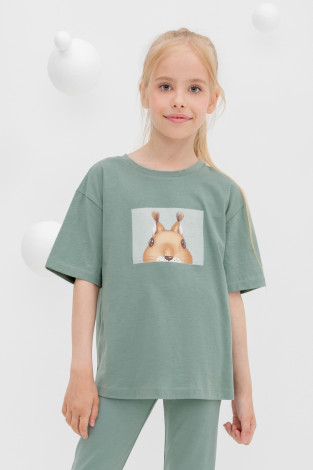 Футболка для девочки, артикул: КР 302168, цвет: зеленый