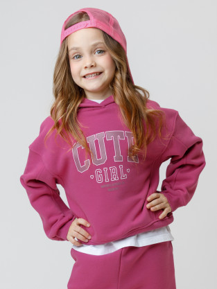 Худи для девочки, артикул: КР 302815, цвет: бордовый