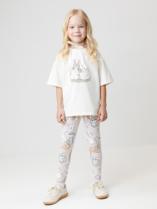 Лосины для девочки, артикул: КР 4074, цвет: бежевый