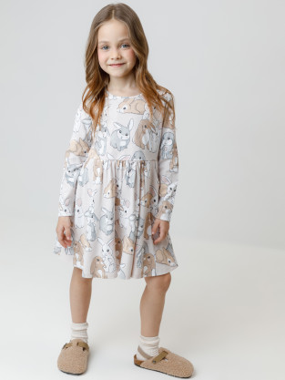 Платье для девочки, артикул: КР 5786, цвет: бежевый