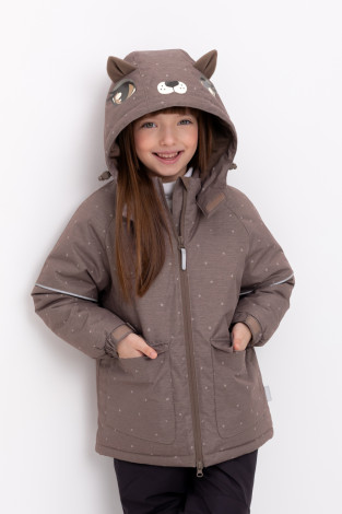 Куртка для девочки, артикул: ВК 38114/н/2 ГР, цвет: коричневый