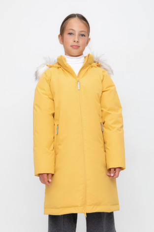 Пальто для девочки, артикул: ВК 34063/3 УЗГ, цвет: желтый
