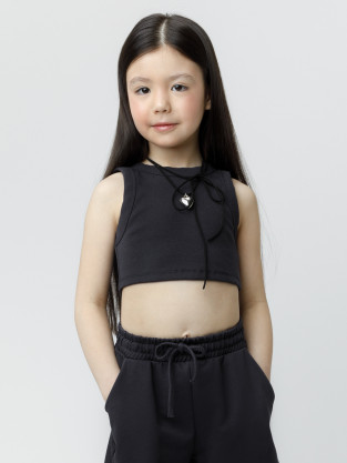 Футболка для девочки, артикул: КР 303013, цвет: темно-серый