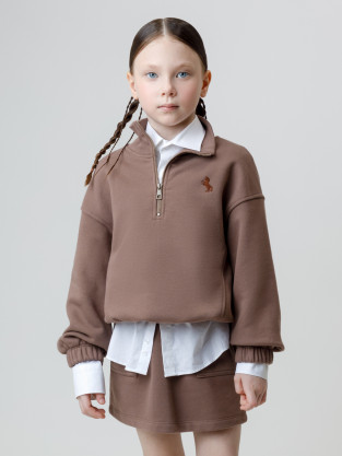 Свитшоты для девочки, артикул: КР 302821, цвет: кофейный