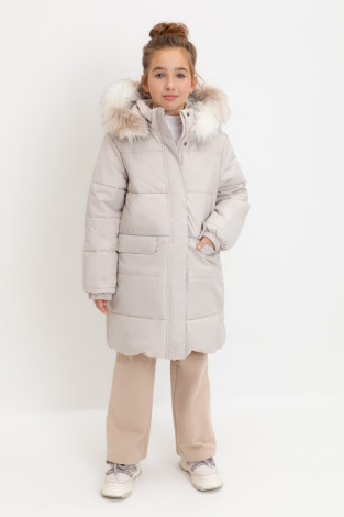 Пальто для девочки, артикул: ВК 38094/4 УЗГ, цвет: серый