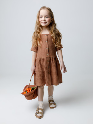 Платье для девочки, артикул: ТК 52095, цвет: коричневый