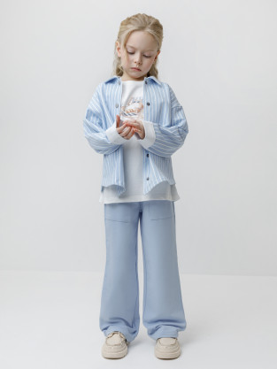 Брюки для девочки, артикул: КР 400926, цвет: голубой